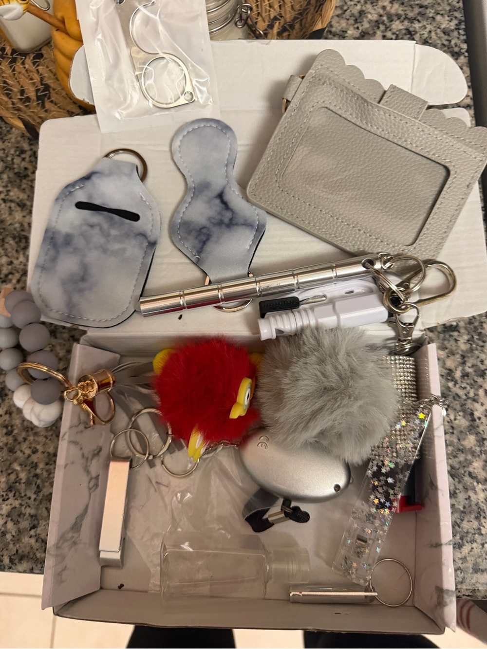 Gray Marble defense keychain